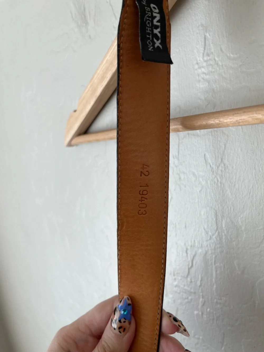 Onyx Brighton Vintage Alligator Embossed Leather Western Style Belt Size 42